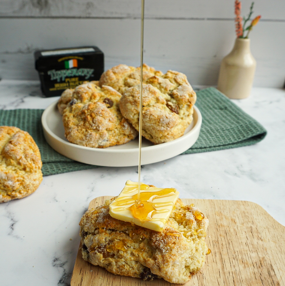 Scone with pure Irish butter and drizzle of honey.